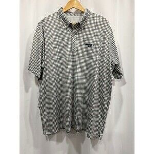 Antigua Mens Large XL NFL Seattle Seahawks Plaid Short Sleeve Polo Shirt